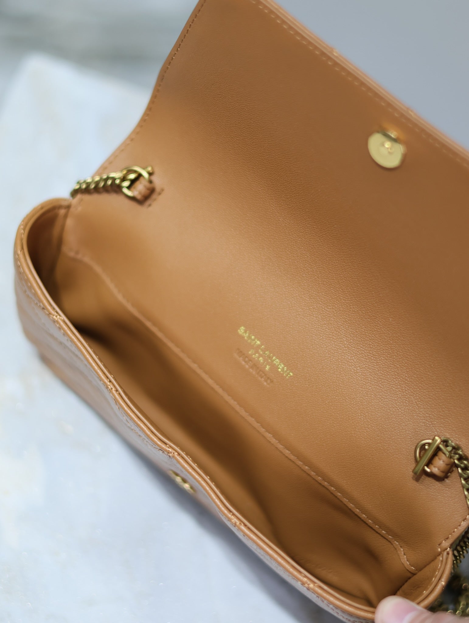 YSL 25S SAINT LAURENT GABY 19 IN FOX QUILTED CALFSKIN GOLD HARDWRE