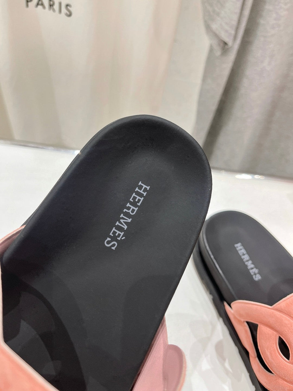 HERMES EXTRA SANDAL BLACK MIX PEACH MIX MOSS CALFSKIN